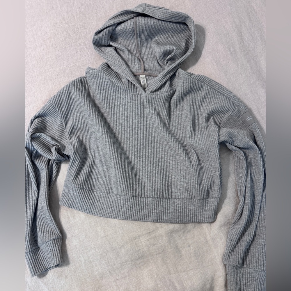 Alo muse cropped hoodie - medium gray